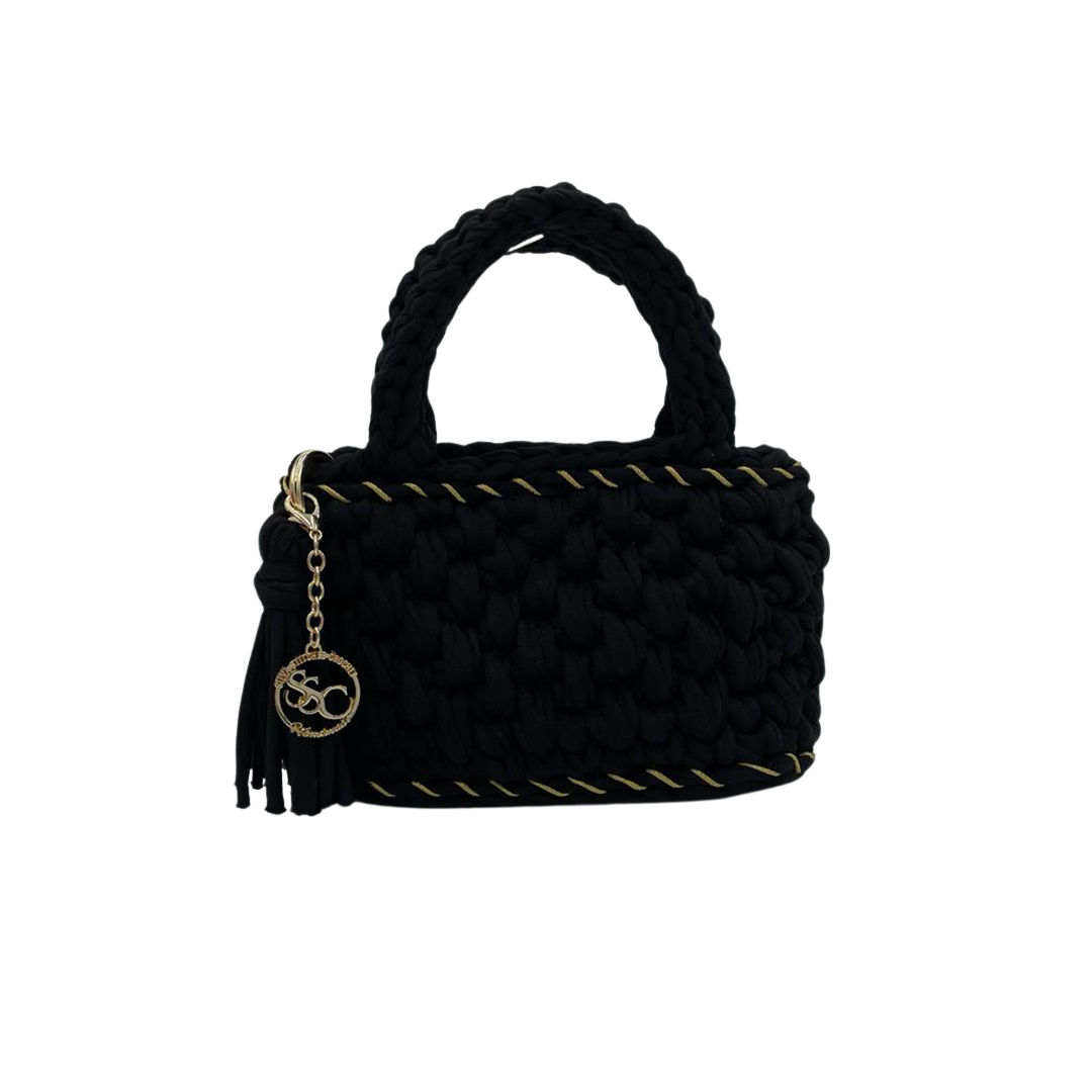 Silva Stitches Crochet mini tote bag black and gold - SILVA STITCHES ...