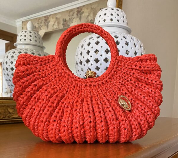 Silva Stitches Crochet Shell Bag Red - Image 4