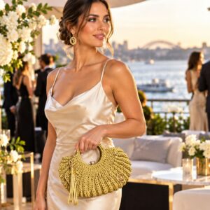Silva Stitches Crochet Shell Bag Almond