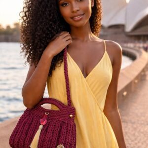 Maroon Lana Baguette Crochet Bag